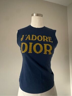 Dior Navy Tee with Gold J'ADORE Graphic